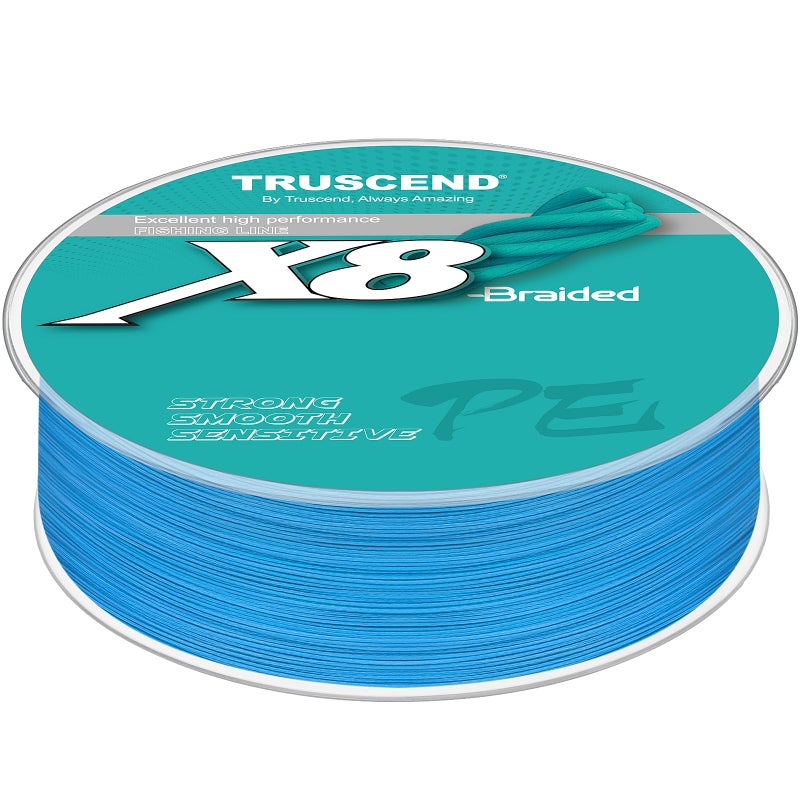 TRUSCEND خط صيد مجدول من TRUSCEND X8، خط صيد مجدول دوار مطور، خط مضفر ناعم ورقيق للغاية، سلك صيد فائق القوة ومقاوم للتآكل، غير قابل للتمدد وذاكرة منخفضة 15 رطل - 300 ياردة - Image 1
